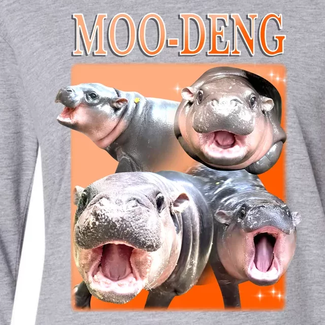 Orange Moo Deng Meme Hippo Womens Cotton Relaxed Long Sleeve T-Shirt