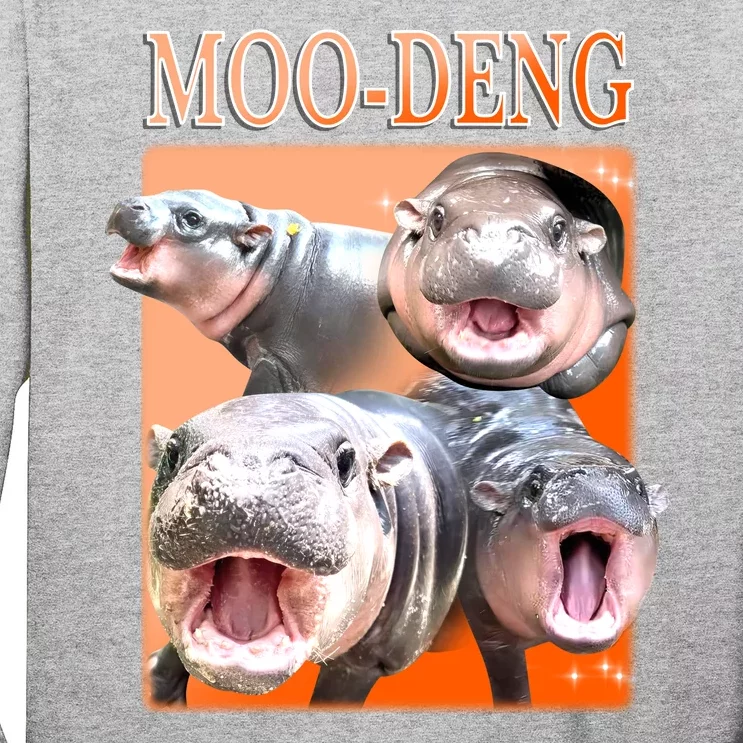 Orange Moo Deng Meme Hippo Long Sleeve Shirt