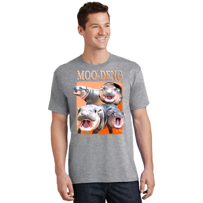 Orange Moo Deng Meme Hippo T-Shirt