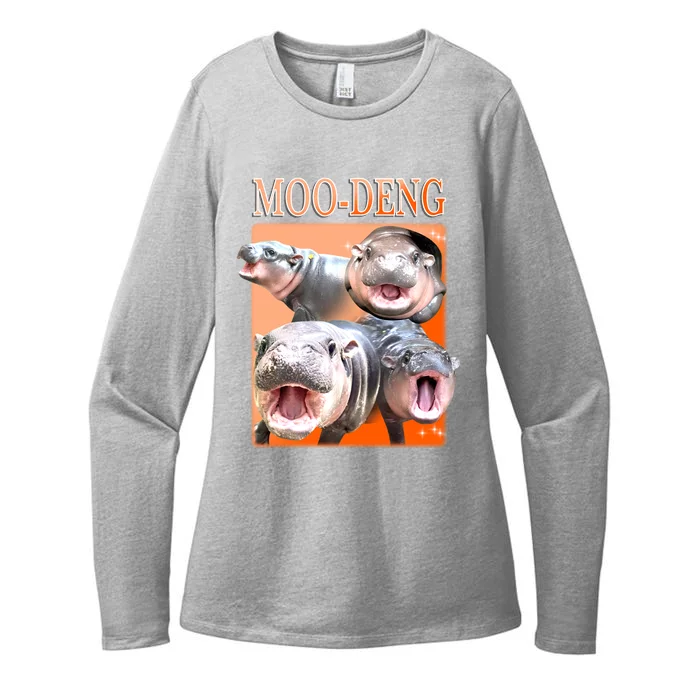 Orange Moo Deng Meme Hippo Womens CVC Long Sleeve Shirt