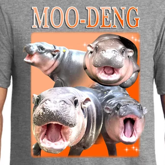 Orange Moo Deng Meme Hippo Pajama Set