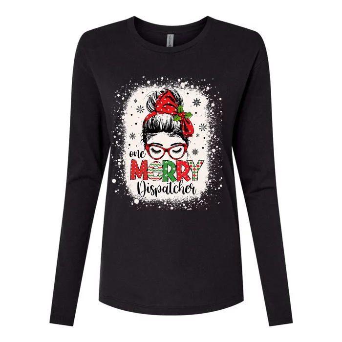 One Merry Dispatcher Messy Bun Christmas Dispatch Womens Cotton Relaxed Long Sleeve T-Shirt