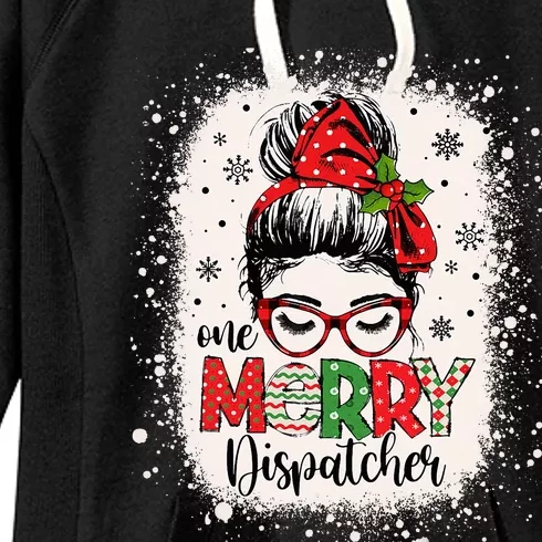 One Merry Dispatcher Messy Bun Christmas Dispatch Women's Fleece Hoodie