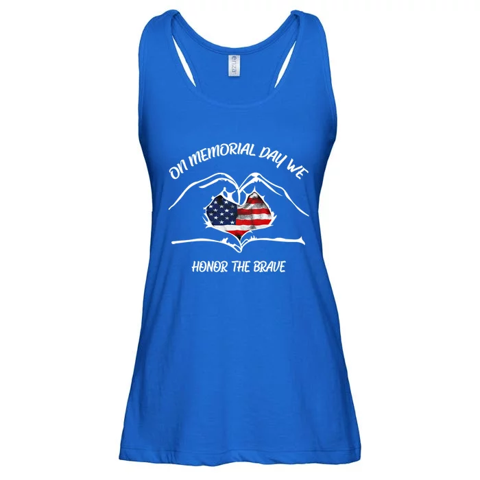 On Memorial Day Honor The Brave Us Patriotic 4th Of July Gift Ladies Essential Flowy Tank