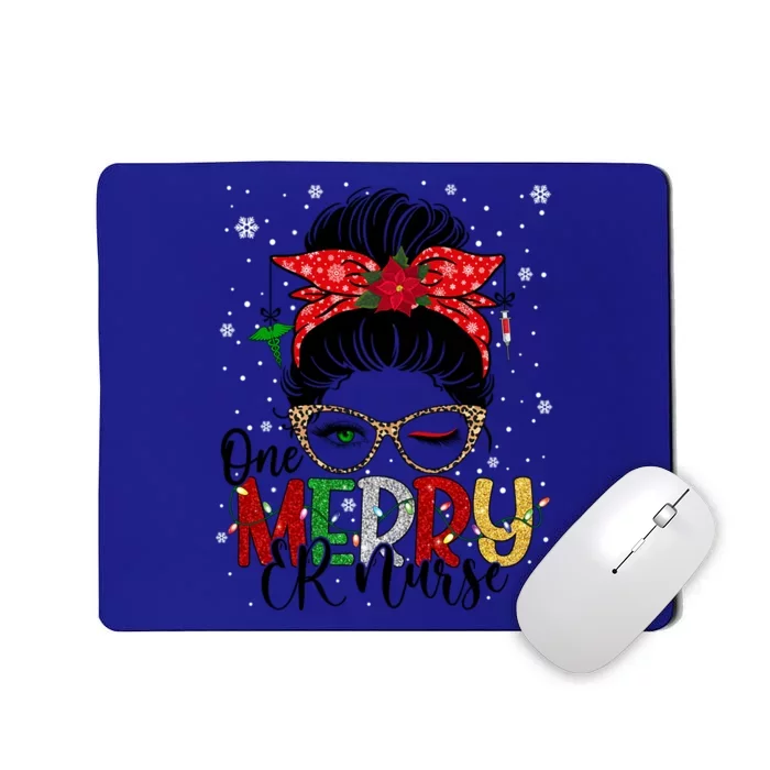 One Merry Er Nurse Christmas Nurse Buffalo Plaid Messy Bun Great Gift Mousepad