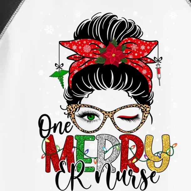 One Merry Er Nurse Christmas Nurse Buffalo Plaid Messy Bun Great Gift Toddler Fine Jersey T-Shirt