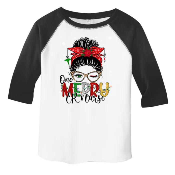 One Merry Er Nurse Christmas Nurse Buffalo Plaid Messy Bun Great Gift Toddler Fine Jersey T-Shirt