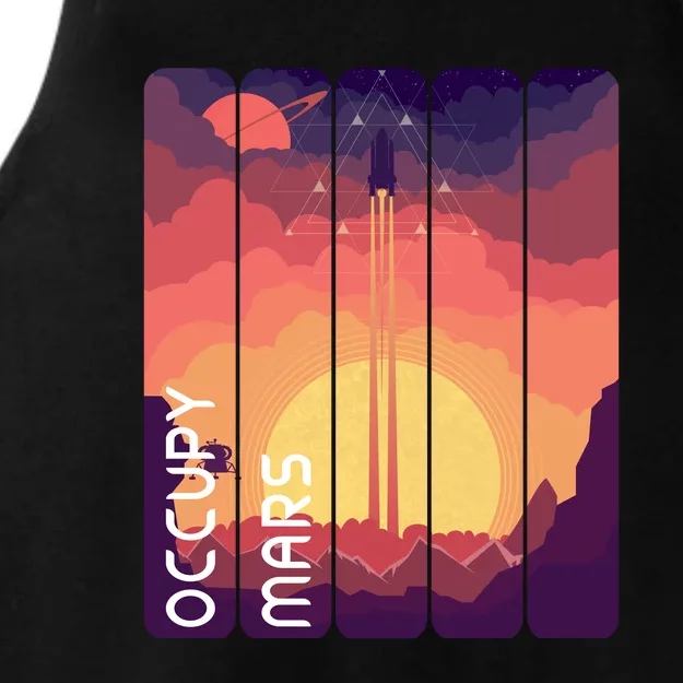 Occupy Mars Elon Musk Spacex Space Landscape Astronaut Planets Stars Ladies Tri-Blend Wicking Tank