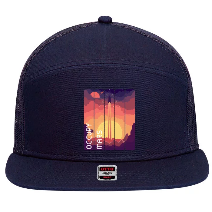 Occupy Mars Elon Musk Spacex Space Landscape Astronaut Planets Stars 7 Panel Mesh Trucker Snapback Hat