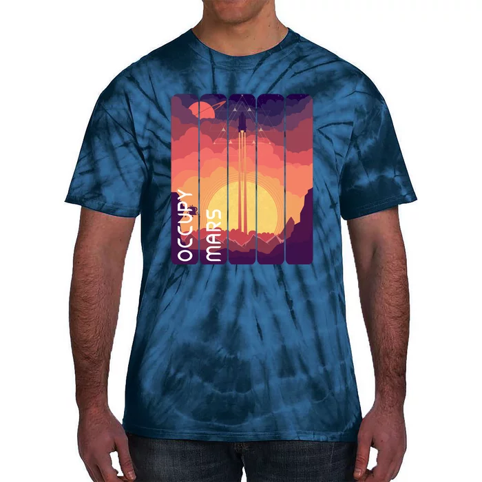 Occupy Mars Elon Musk Spacex Space Landscape Astronaut Planets Stars Tie-Dye T-Shirt