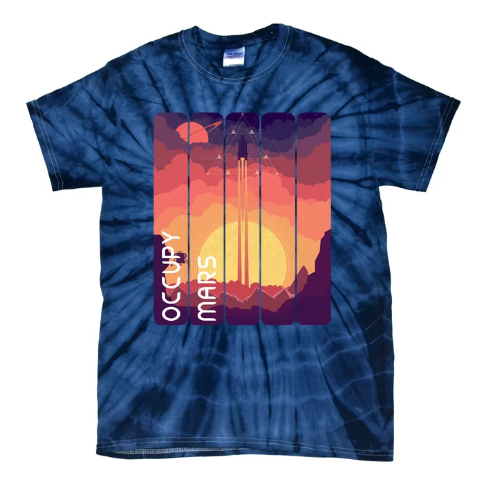 Occupy Mars Elon Musk Spacex Space Landscape Astronaut Planets Stars Tie-Dye T-Shirt