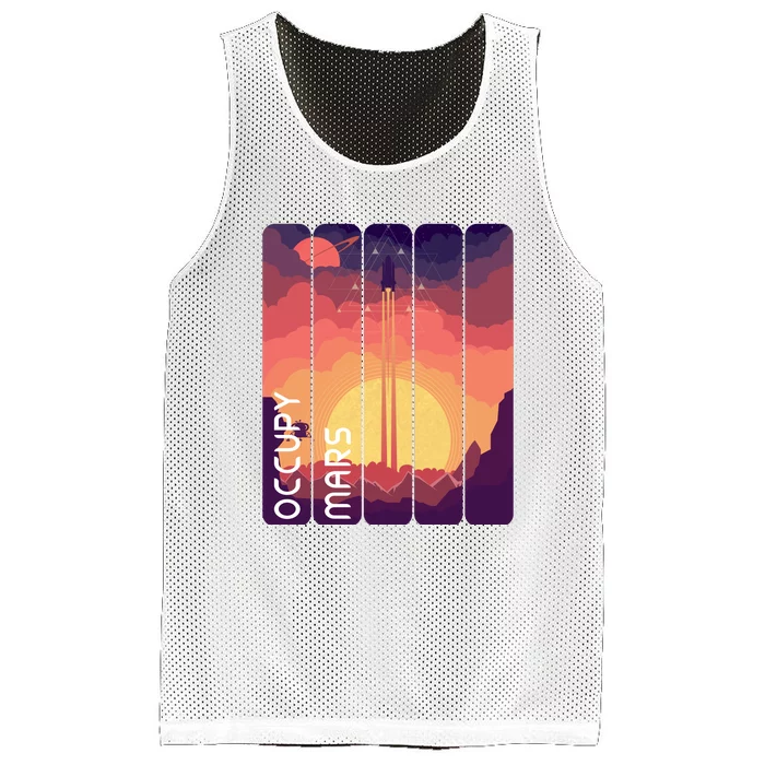 Occupy Mars Elon Musk Spacex Space Landscape Astronaut Planets Stars Mesh Reversible Basketball Jersey Tank