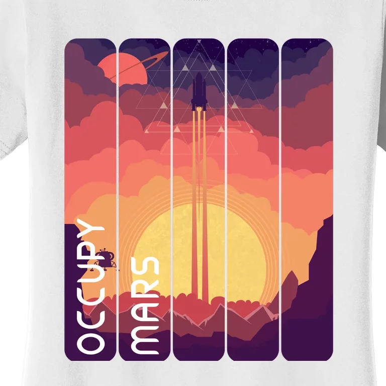 Occupy Mars Elon Musk Spacex Space Landscape Astronaut Planets Stars Women's T-Shirt