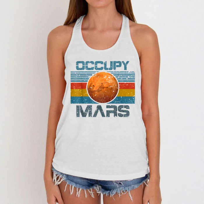 Occupy Mars Elon Musk SpaceX Project Gift Ideas Occupy Mars Trending Women's Knotted Racerback Tank