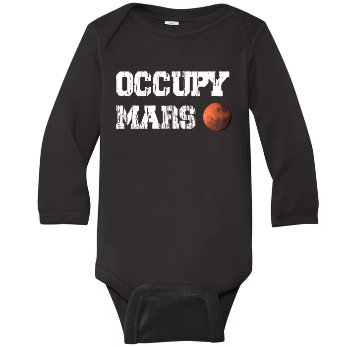 Occupy Mars Elon Musk SpaceX Project Gift Ideas Occupy Mars Trending Baby Long Sleeve Bodysuit