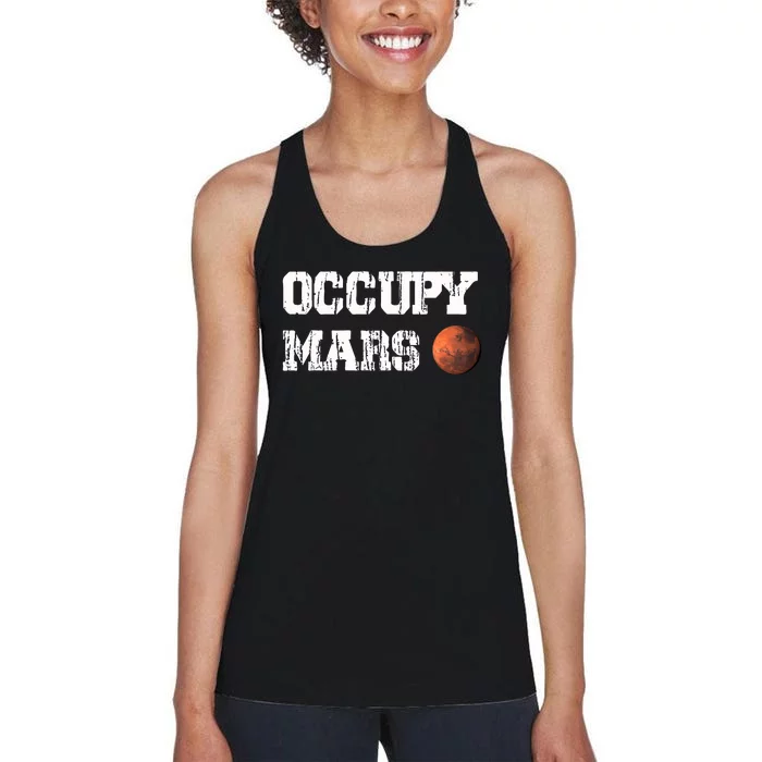 Occupy Mars Elon Musk SpaceX Project Gift Ideas Occupy Mars Trending Women's Racerback Tank