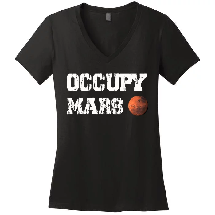 Occupy Mars Elon Musk SpaceX Project Gift Ideas Occupy Mars Trending Women's V-Neck T-Shirt