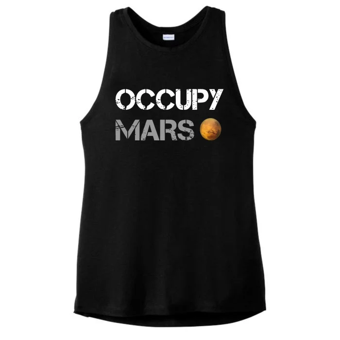 Occupy Mars Elon Musk SpaceX Project Gift Ideas Occupy Mars Trending Ladies Tri-Blend Wicking Tank