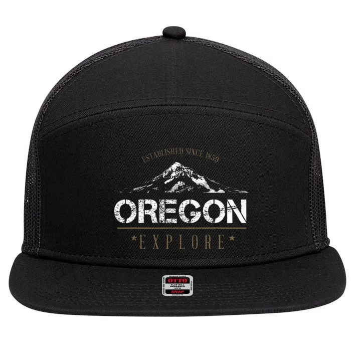 Oregon Mountain Explore Oregon 7 Panel Mesh Trucker Snapback Hat