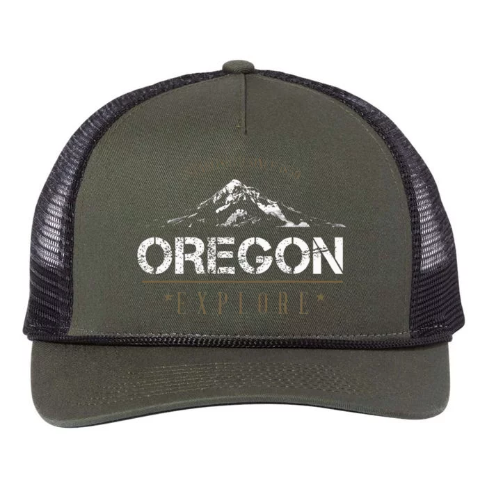 Oregon Mountain Explore Oregon Retro Rope Trucker Hat Cap