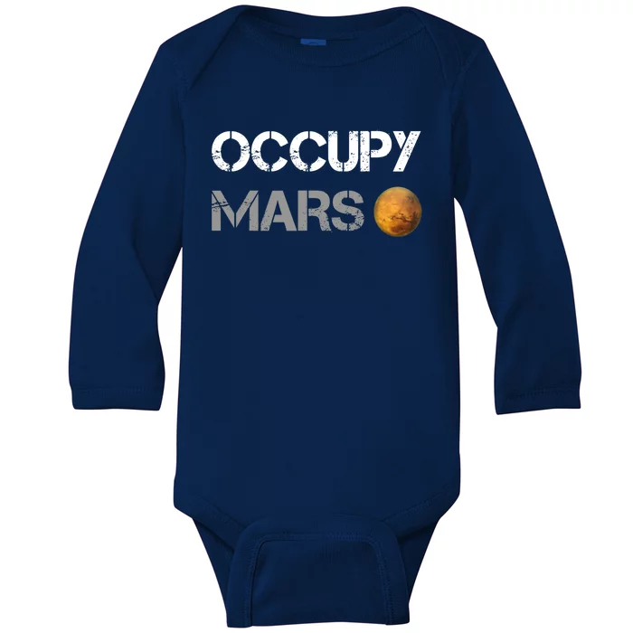 Occupy Mars Elon Musk SpaceX Project Gift Ideas Occupy Mars Trending Baby Long Sleeve Bodysuit