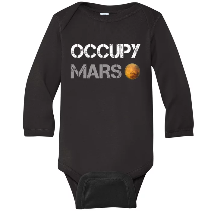 Occupy Mars Elon Musk SpaceX Project Gift Ideas Occupy Mars Trending Baby Long Sleeve Bodysuit