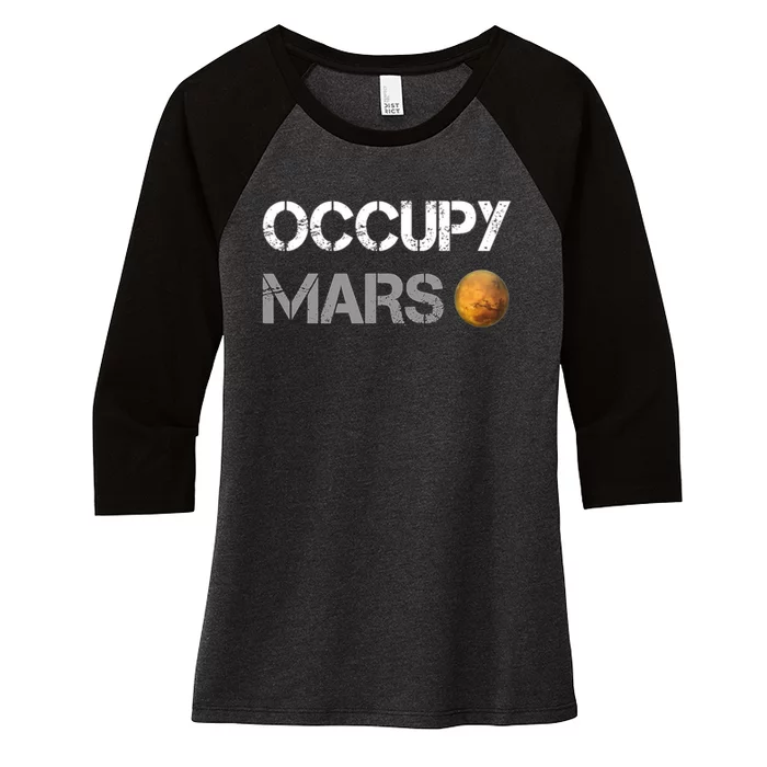 Occupy Mars Elon Musk SpaceX Project Gift Ideas Occupy Mars Trending Women's Tri-Blend 3/4-Sleeve Raglan Shirt