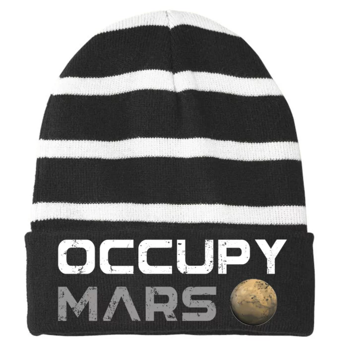 Occupy Mars Elon Musk SpaceX Striped Beanie with Solid Band