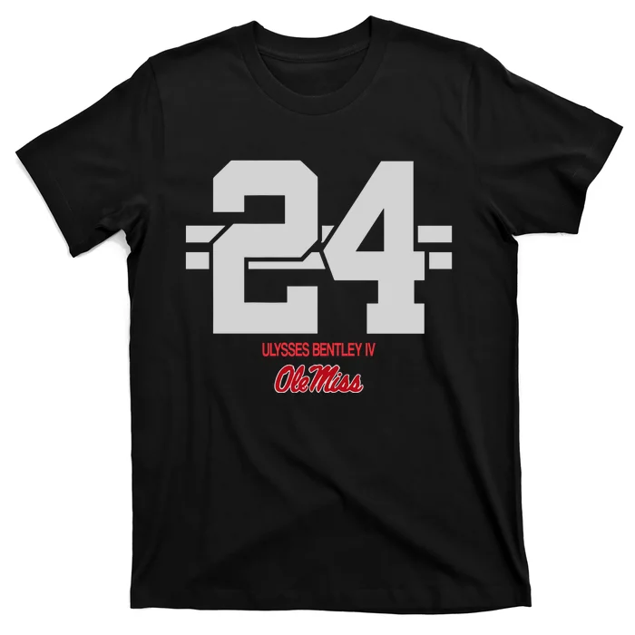 Ole Miss Football Ulysses Bentley Iv 24 Stripe T-Shirt