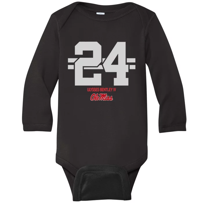 Ole Miss Football Ulysses Bentley Iv 24 Stripe Baby Long Sleeve Bodysuit