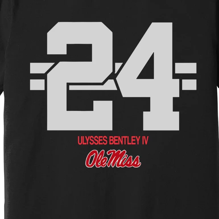 Ole Miss Football Ulysses Bentley Iv 24 Stripe Premium T-Shirt