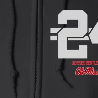 Ole Miss Football Ulysses Bentley Iv 24 Stripe Full Zip Hoodie