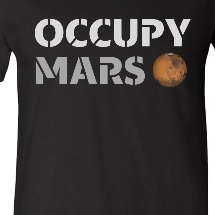 Occupy Mars Funny Occupy Mars V-Neck T-Shirt