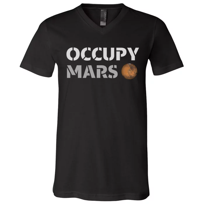 Occupy Mars Funny Occupy Mars V-Neck T-Shirt