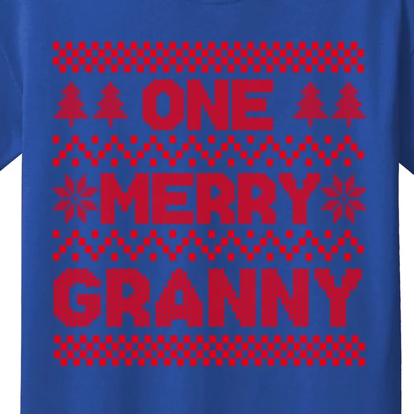 One Merry Granny Ugly Christmas Sweater Family Xmas Holiday Funny Gift Kids T-Shirt