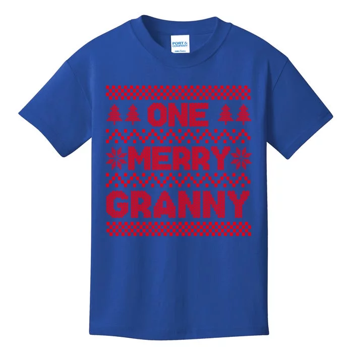 One Merry Granny Ugly Christmas Sweater Family Xmas Holiday Funny Gift Kids T-Shirt