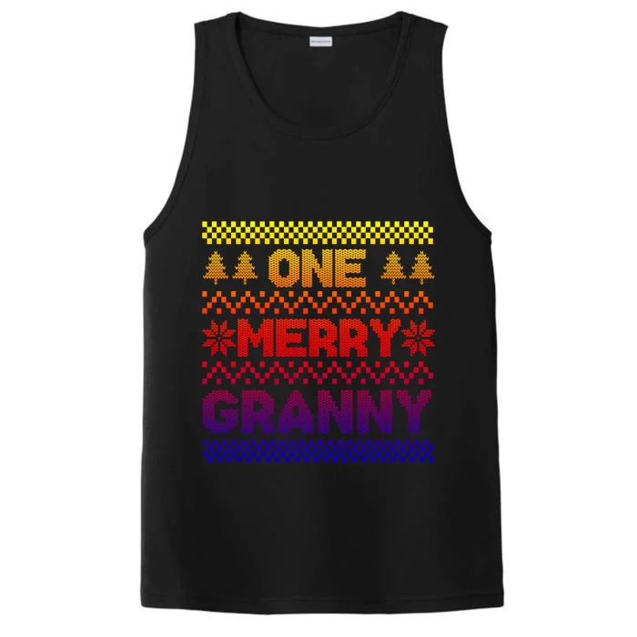 One Merry Granny Ugly Christmas Sweater Family Xmas Holiday Gift Performance Tank