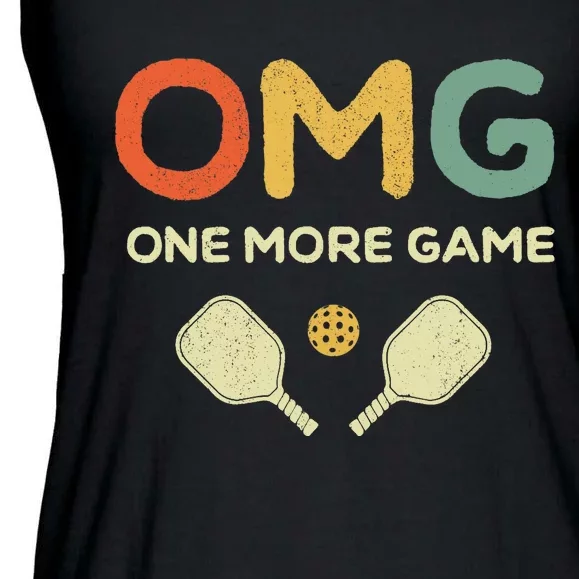 One More Game OMG Retro Funny Pickleball Lover Pickle Ball Ladies Essential Flowy Tank