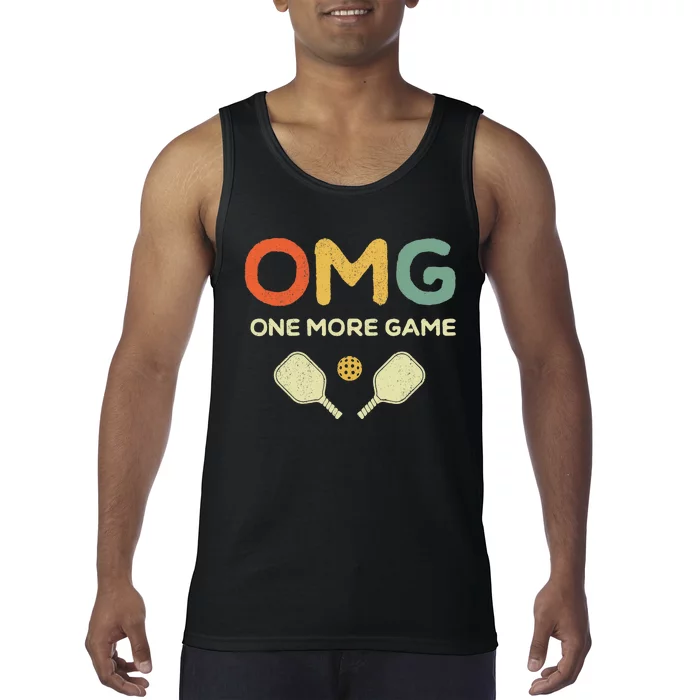 One More Game OMG Retro Funny Pickleball Lover Pickle Ball Tank Top