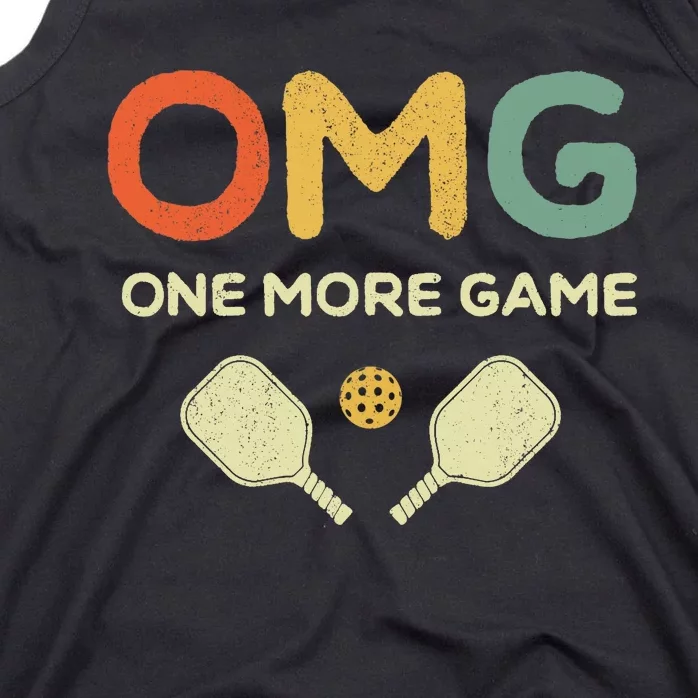 One More Game OMG Retro Funny Pickleball Lover Pickle Ball Tank Top