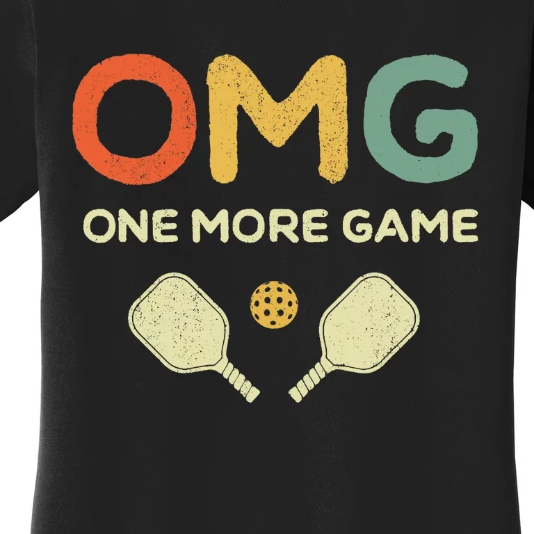 One More Game OMG Retro Funny Pickleball Lover Pickle Ball Women's T-Shirt