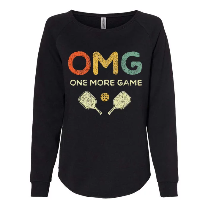 One More Game Omg Retro Funny Pickleball Lover Pickle Ball Womens California Wash Sweatshirt