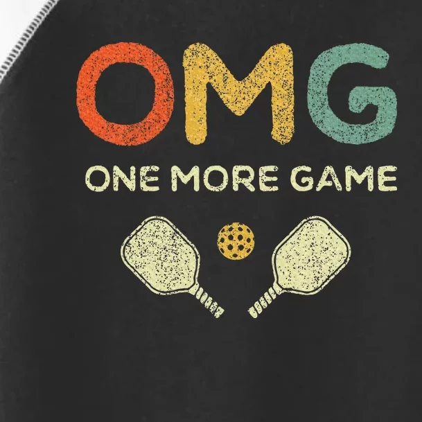 One More Game Omg Retro Funny Pickleball Lover Pickle Ball Toddler Fine Jersey T-Shirt