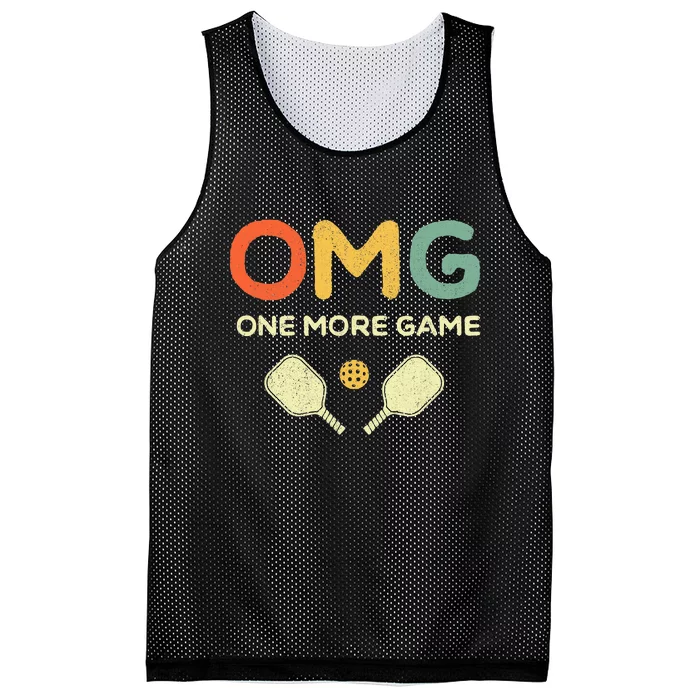 One More Game OMG Retro Funny Pickleball Lover Pickle Ball Mesh Reversible Basketball Jersey Tank