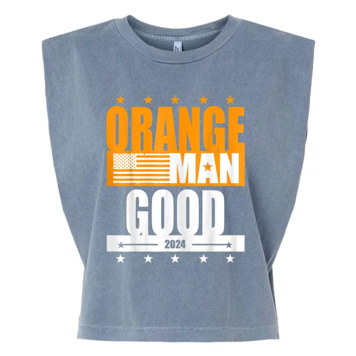 Orange Man Good Meme Patriotic American Garment-Dyed Women's Muscle Tee