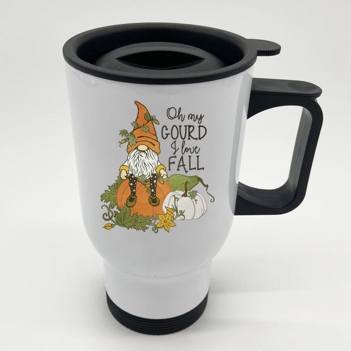 Oh My Gourd I Love Fall Gnome Family Pajama Thanksgiving Gift Front & Back Stainless Steel Travel Mug