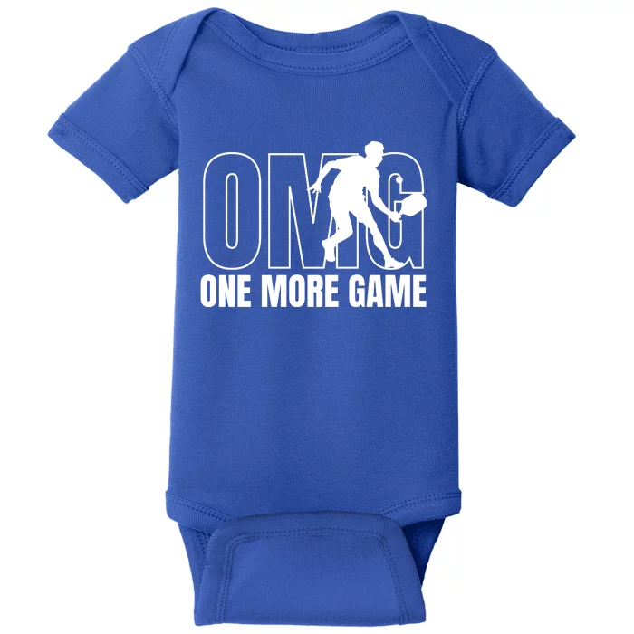 One More Game Omg Retro Funny Pickleball Lover Pickle Ball Baby Bodysuit