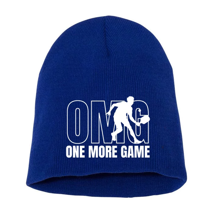 One More Game Omg Retro Funny Pickleball Lover Pickle Ball Short Acrylic Beanie