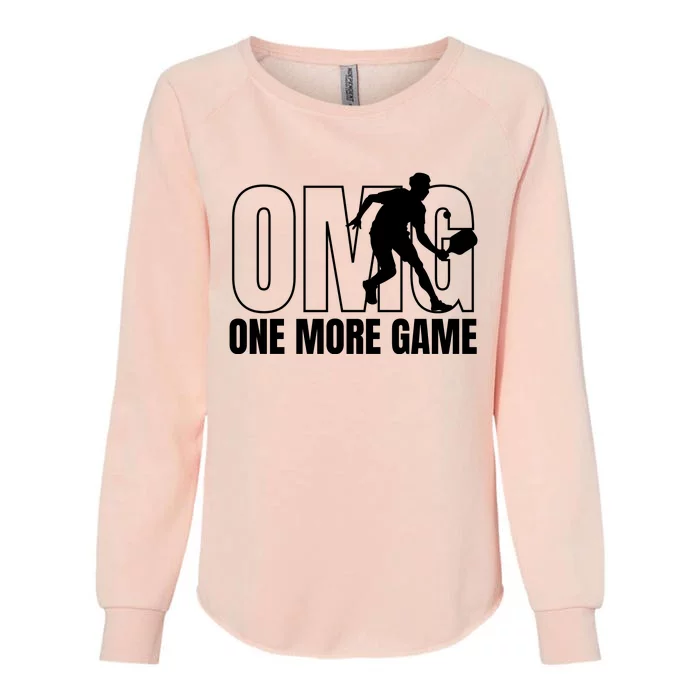 One More Game Omg Retro Funny Pickleball Lover Pickle Ball Womens California Wash Sweatshirt