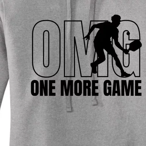 One More Game Omg Retro Funny Pickleball Lover Pickle Ball Women's Pullover Hoodie